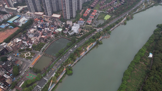 雨后的河流航拍视频