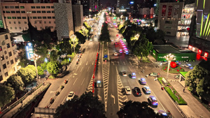 4K云南省昆明市市区街道高架桥夜景航拍22秒视频