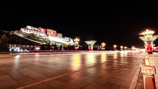 8K5A景区布达拉宫夜景视频