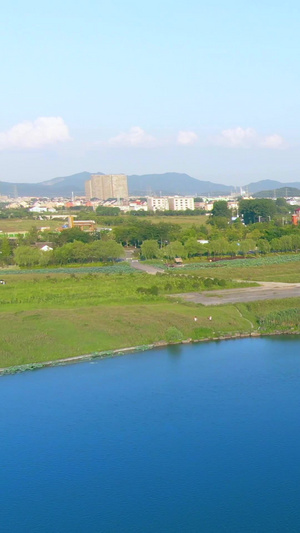 航拍夏日杭州湘湖旅游景区风景一角20秒视频