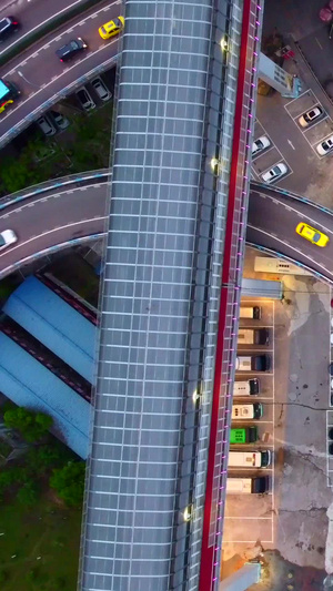 俯视立交素材城市交通52秒视频
