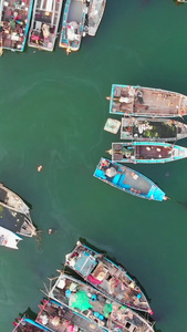 航拍大连地标渔人码头渔船视频