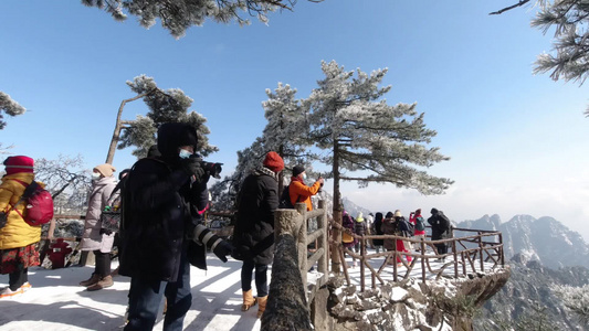 黄山冬季雪景延时摄影视频