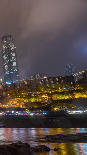 重庆嘉陵江枯水期洪崖洞夜景素材重庆夜景9秒视频