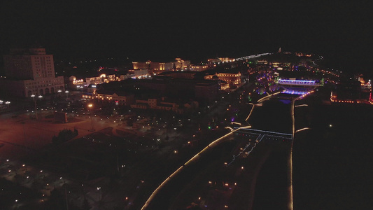 4k内蒙古满洲里城市夜景视频
