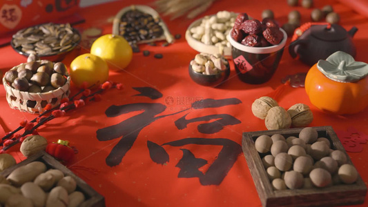 4K春节新年布置小食坚果美食视频