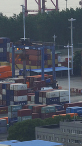航拍城市物流码头集装箱货物商品素材码头素材视频