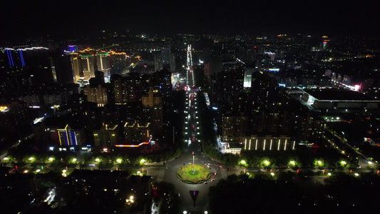 城市夜幕降临夜景灯光航拍视频