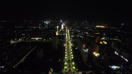 城市夜幕降临夜景灯光航拍视频