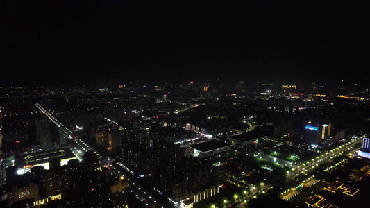 城市夜幕降临夜景灯光航拍视频