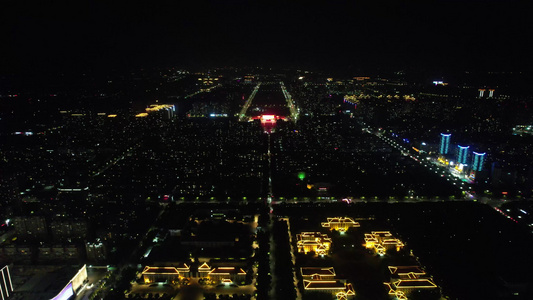 城市夜幕降临夜景灯光航拍视频