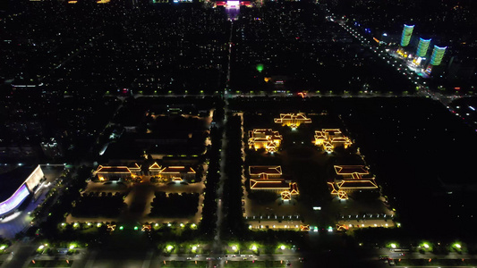 城市夜幕降临夜景灯光航拍视频