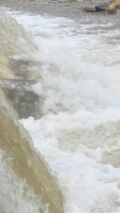 实拍河流洪水水花视频