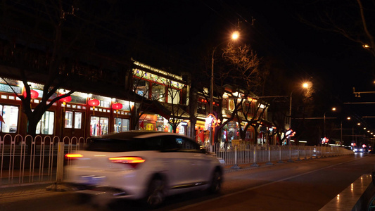 夜晚街道车辆车流交通视频