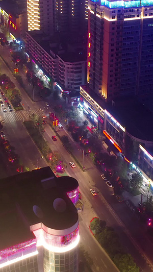 高新区夜景航拍商业街区125秒视频