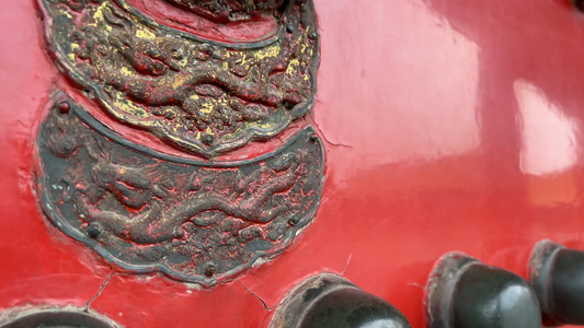 门钉宫门皇宫铜钉门栓门环门鼻红漆大门正门  北京故宫博物院 5A级景区 视频