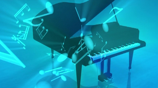 蓝色音符钢琴旋转背景视频视频
