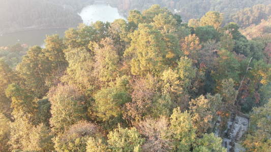 航拍贵州黔灵山秋天风景弘福寺视频