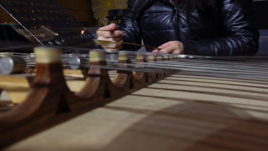 艺术教育培训教学示范演奏民族音乐器乐扬琴4k素材视频