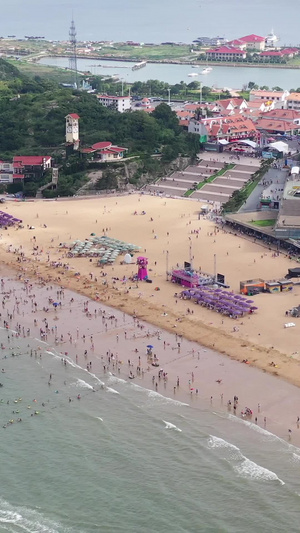 江苏连云港连岛景区海水浴场夏季风光32秒视频