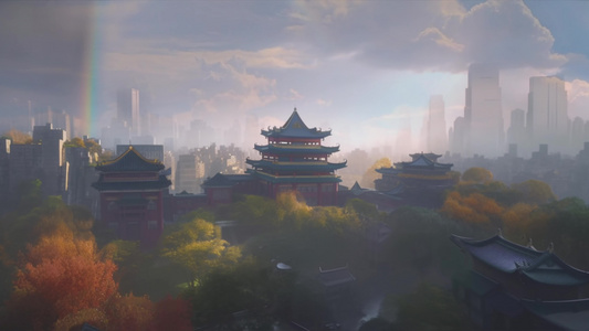 唯美中国古典建筑合成 4K商用素材视频