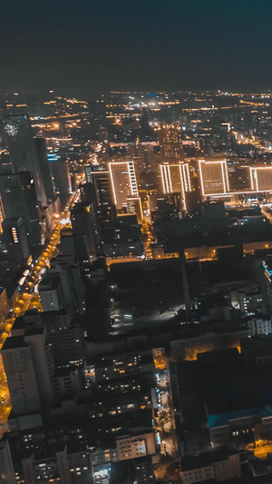 多片城市车流夜景天际线航拍延时城市夜景14秒视频