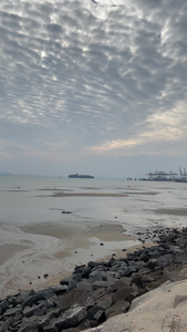 海边风电风景 海水视频