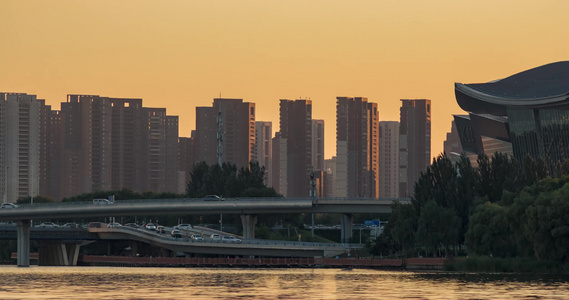 浑河大桥和建筑日转夜景视频