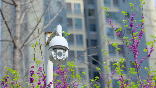 4K实拍城市监控探头安防设施视频