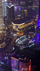 浦江两岸夜景航拍中心城市视频