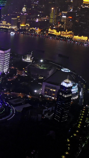 浦江两岸夜景航拍CBD32秒视频