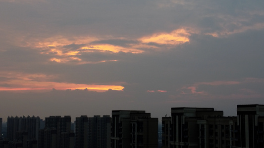 济南城市风景傍晚的夕阳视频