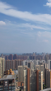 航拍武汉城市蓝天白云天空高楼街景交通道路车流素材道路素材视频