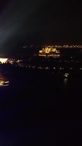 海南海口瞻洲市海花岛夜景灯光秀航拍海南海花岛视频