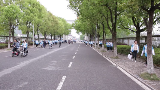 早晨准备上课去的学生们视频