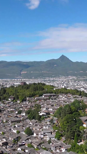 航拍云南旅游地标景区丽江古城老街道建筑群素材历史文化古迹30秒视频