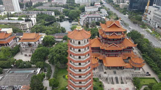 航拍福建福州西禅古寺历史古建筑视频