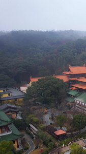 航拍江西九江庐山脚下佛教重点寺院东林寺素材古建筑视频