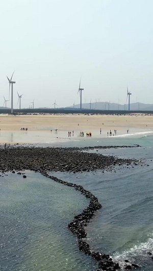 航拍福建平潭岛长江澳风力田景观区视频福建旅游70秒视频