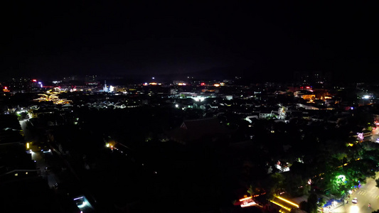 航拍湖南衡阳南岳区夜景 视频