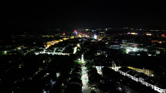 航拍湖南衡阳南岳区夜景 视频