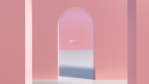 三维粉色创意建筑模板展示17秒视频