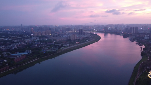 航拍湖南衡阳来雁塔城市夜景视频