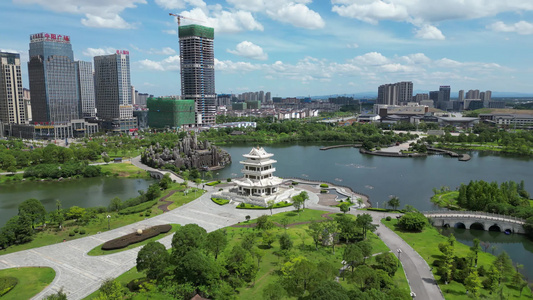 江西抚州城市风光地标建筑旅游景区航拍视频