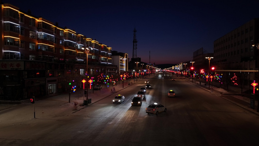 4K航拍少数民族地区除夕春节夜景视频素材小镇街景原创版权欢迎使用视频