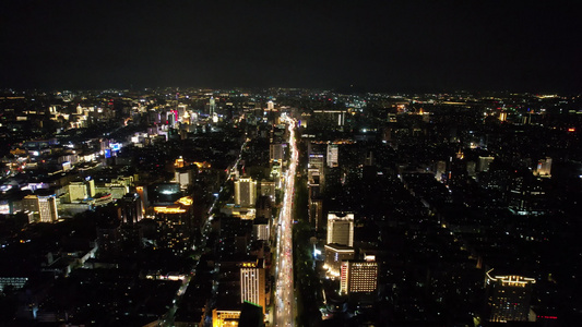 航拍浙江杭州城市夜景交通夜景 视频