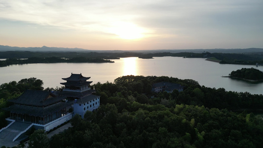 祖国壮丽山河大海河山日落晚霞夕阳航拍视频