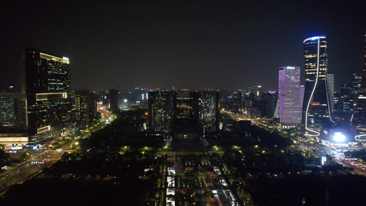 航拍浙江杭州市民广场城市阳台夜景 视频
