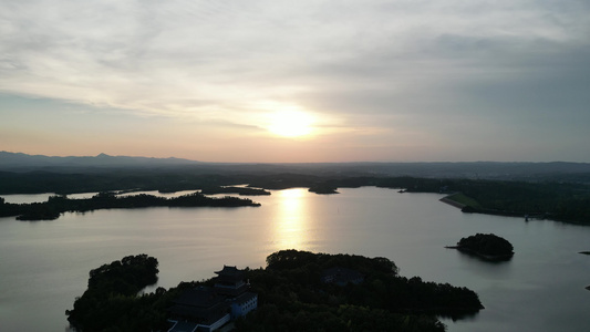 祖国壮丽山河大海河山日落晚霞夕阳航拍视频