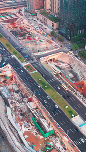 深圳深南大道4条地铁汇聚大型基建交通建筑工地航拍深圳经济发展视频